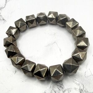 Gunmetal Pyramid Stud Stretch Bracelet Edgy Gothic Biker Jewelry